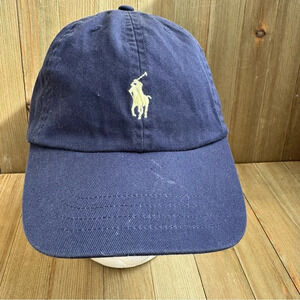 Polo Ralph Lauren Youth size 4-7 Navy Dad Hat with Pale Yellow Pony‎ Logo